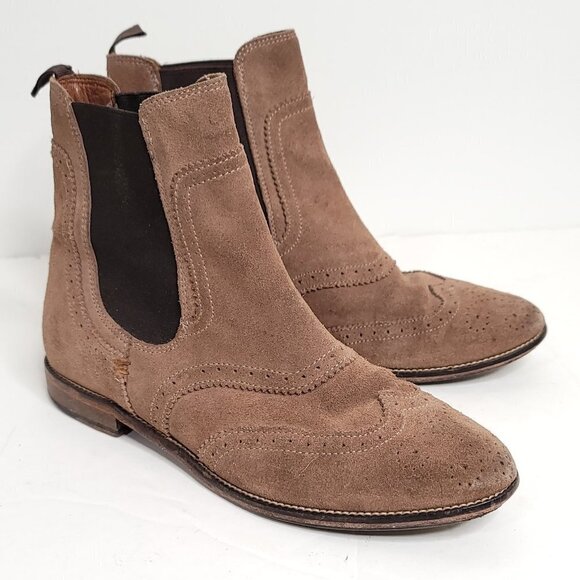 Massimo Dutti Brown Suede Ankle Wingtip Boots Women's, size 36 - Picture 1 of 6